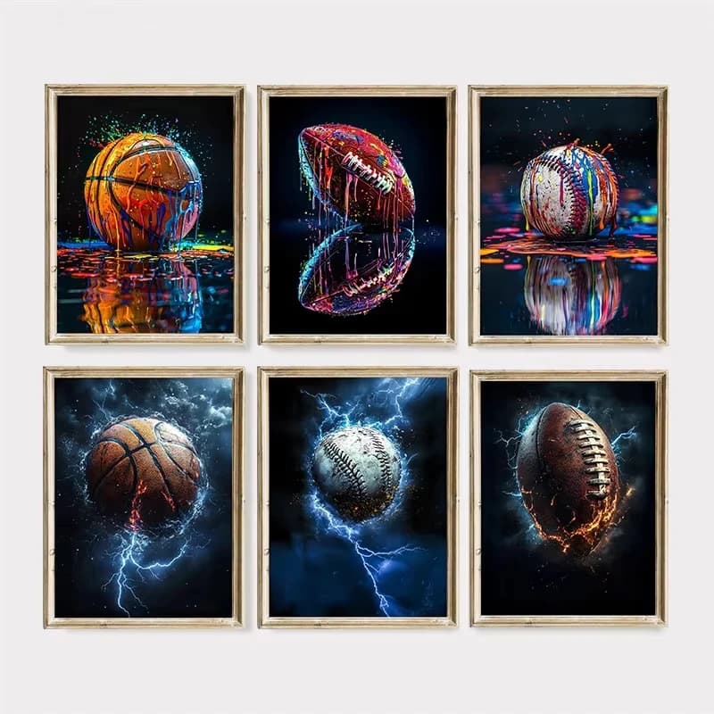 Cool Modern Graffiti Sports Ball Poster Basketball Baseball American Football Canvas Painting Wall Art Room Home Decor Fans Gift