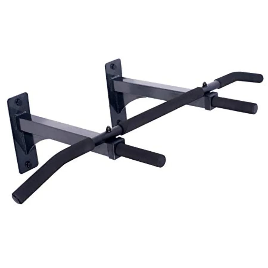 Wall Mount Pull Up Bar for Home Gym Use, Steel Construction, Black Finish, Extra Clearance Design Fits 16 Inch Stud Spacing