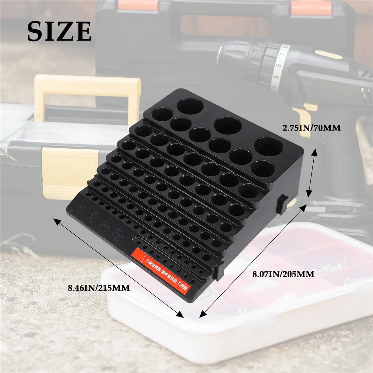L67A Pro Scatola di immagazzinaggio per punte da trapano Fresa salvaspazio Supporto per finitura trapano Scatola per organizer per la lavorazione del legno fai da te domestica