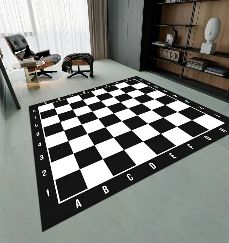 Tappeto per scacchi Decorazioni per la sala giochi Scacchiera a scacchi Design Soggiorno Camera da letto Tappeti per la decorazione della casa