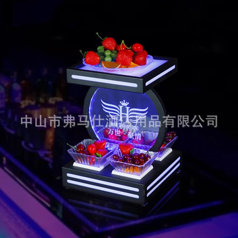 Luminous fruit plate stand, bar fruit platter, KTV dried fruit snack double-layer dessert creative fruit plate tableware