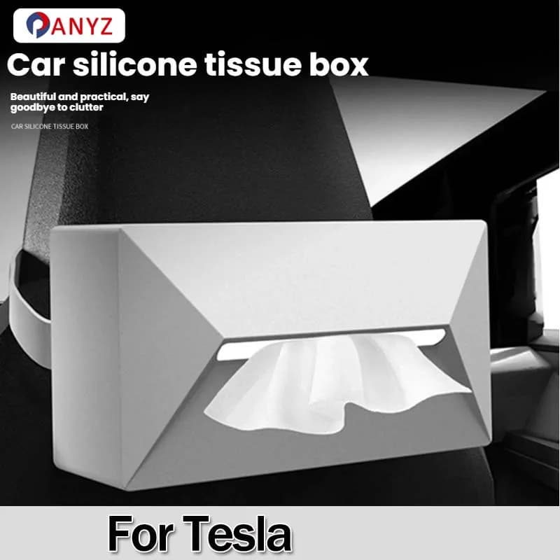 Per Tesla Modello 3 Modello X Modello S Modello Y Scatola per fazzoletti per auto-Cyber Scatola per fazzoletti in silicone Scatola per braccioli Tipo sospeso Accessori per auto