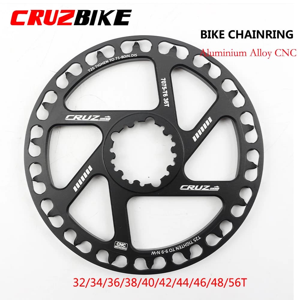 CRUZbike Mountain Bike Road Bicycle MTB Chainring 25/28/30/32/34/36/38/40/42/44TChainwheel Disc Protector and Tooth Integrated