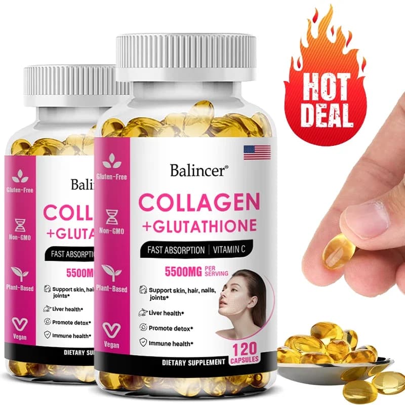 Balincer 5500mg Collagene idrolizzato 2200mg Glutatione 1300mg Biotina MSM e vitamina C B6 B3 Capsula Integratore nutrizionale