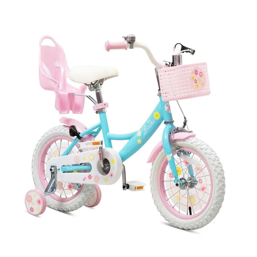 Bicicletta per Bambine Stile Principessa con Cestino per Bambini da 3 a 14 Anni 12 14 16 18 Pollici con Ruote Stabilizzatrici e Sedile per Bambole 20 I