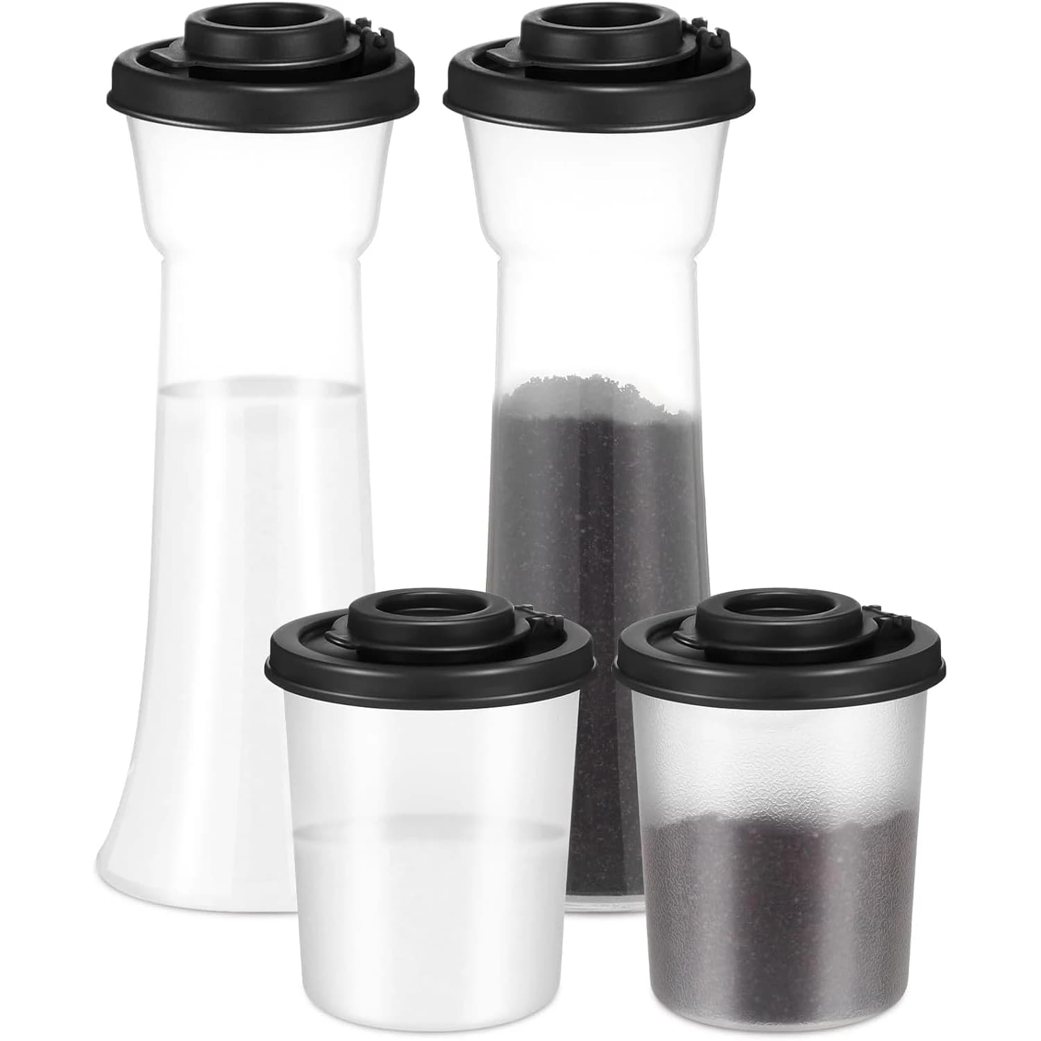 Set di 4 saliere e pepiere, barattoli per spezie in plastica blu con coperchi per cucina, campeggio, picnic all'aperto 2XL+2M