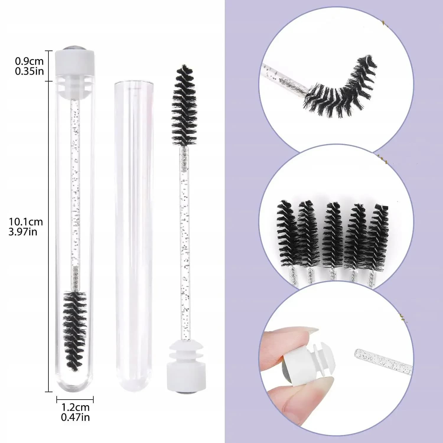 50 Pieces of Disposable Applicators for Mascara, Reusable Brushes for Eyelashes and Eyebrows