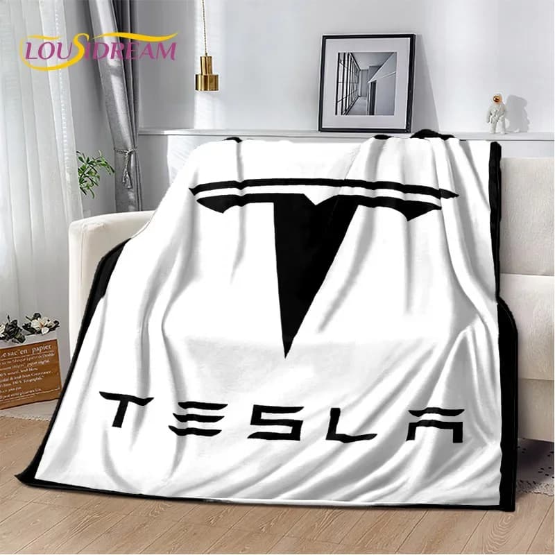 Coperta 3D con Logo Auto T-Tesla in 29 Stili, Morbida Coperta per Casa, Camera da Letto, Divano, Picnic, Viaggio, Ufficio, Regalo per Bambini