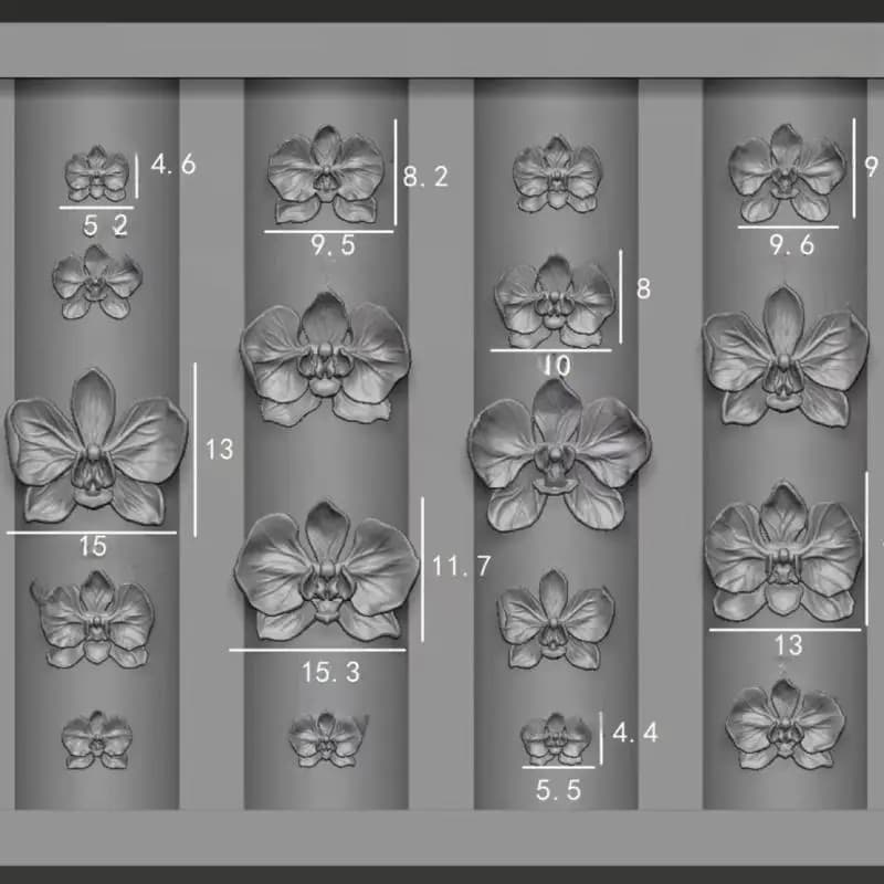 Silicone mold for cut manicure, nail art with flower Phalaenopsis 3D, design model tool with orchid butterfly DIY