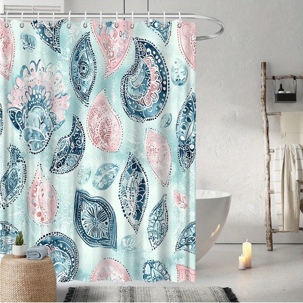 Tenda da doccia floreale - Paisley vibrante e design floreale, poliestere resistente allo sbiadimento, 12 ganci, arredamento moderno per il bagno
