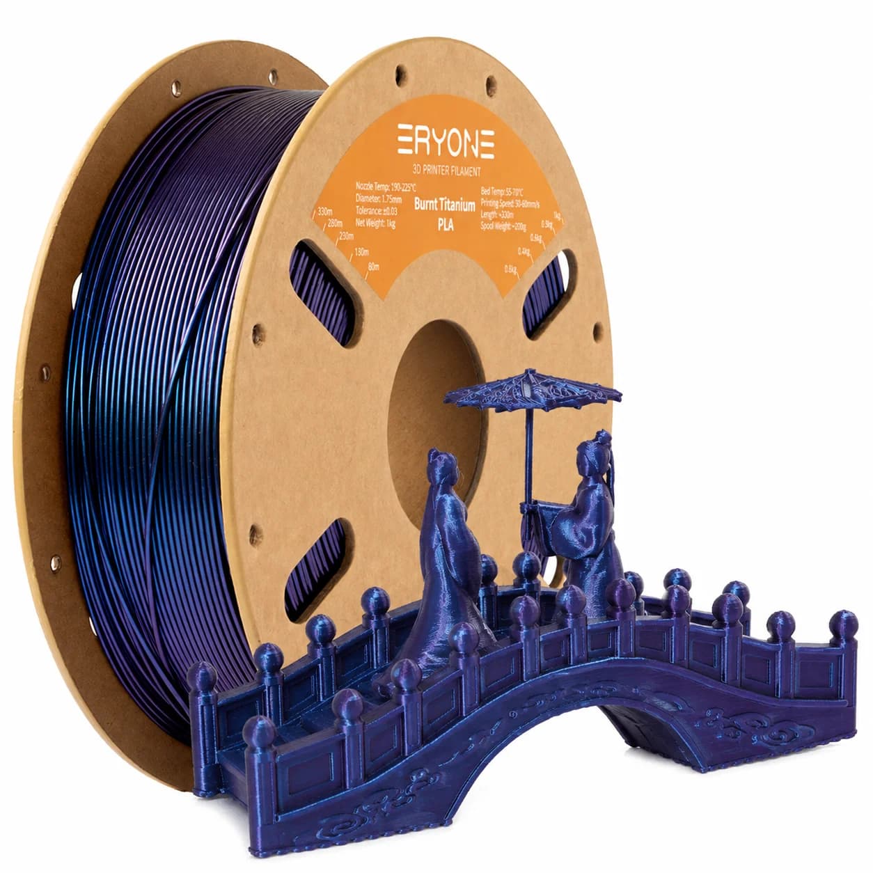 ERYONE Burnt Titanium Glitter PLA Filament 1.75mm ±0.03mm High-Quality Compatible with Most FDM 3D Printers