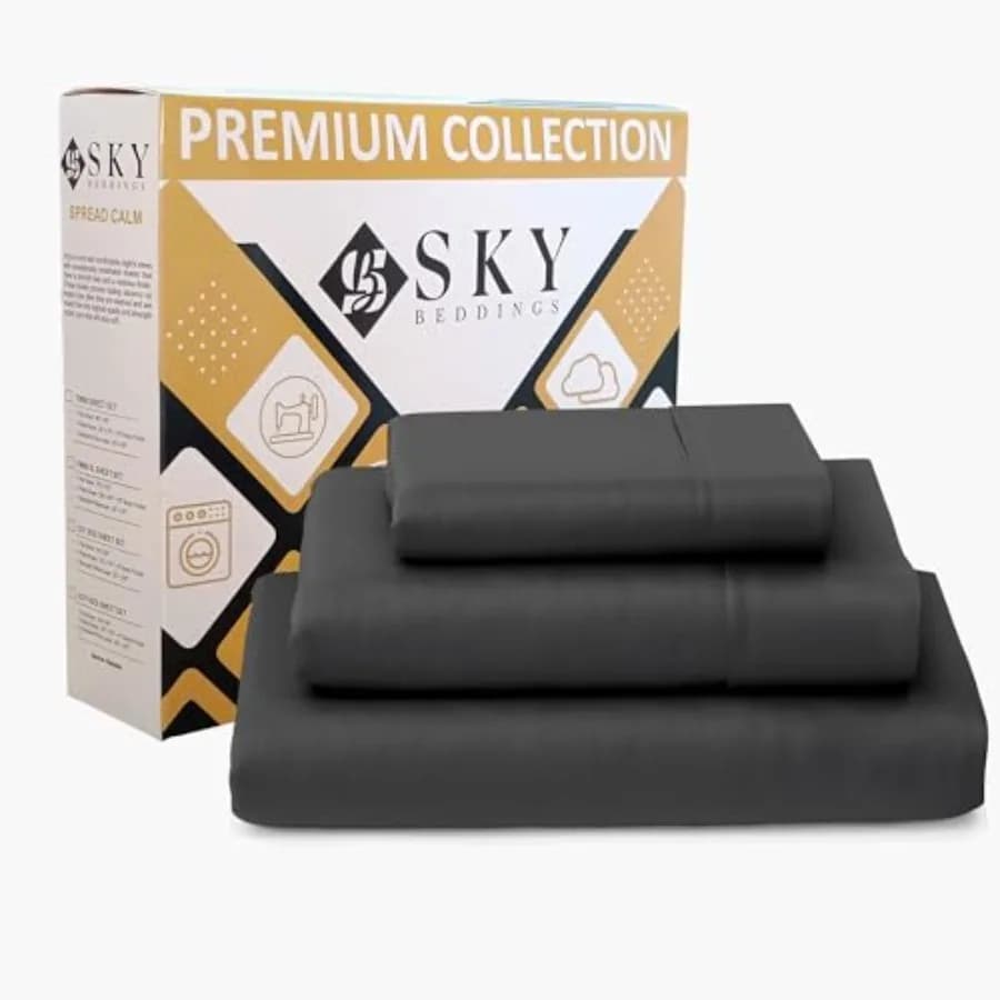 100% Cotton Singole Sheet Set - 400 Wire, Satin Fabric, Refreshing, Luxury Hotels, Set 3 Pieces with Tasche Profonde 15 cm