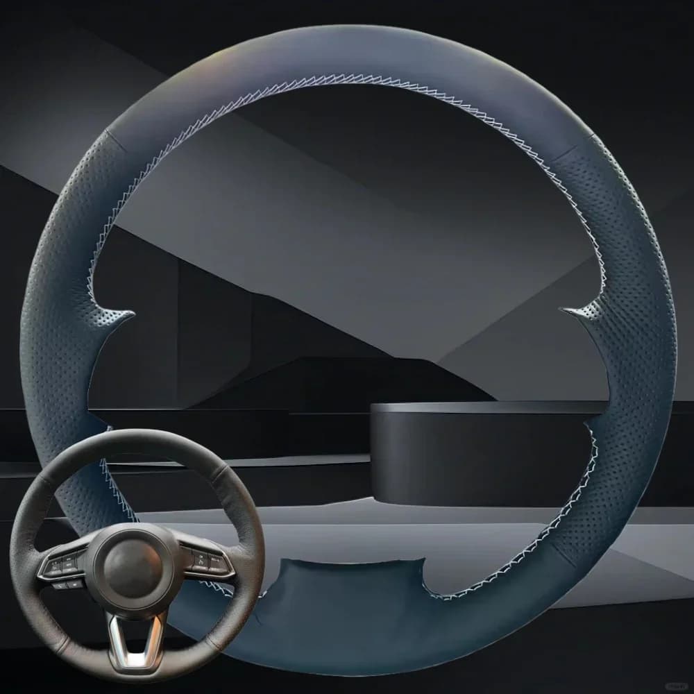 Black Microfiber Leather Hand-stitched Car Steering Wheel Cover Steering Wheel For Mazda CX-3 CX-5 2017 2018 Mazda6 CX-9