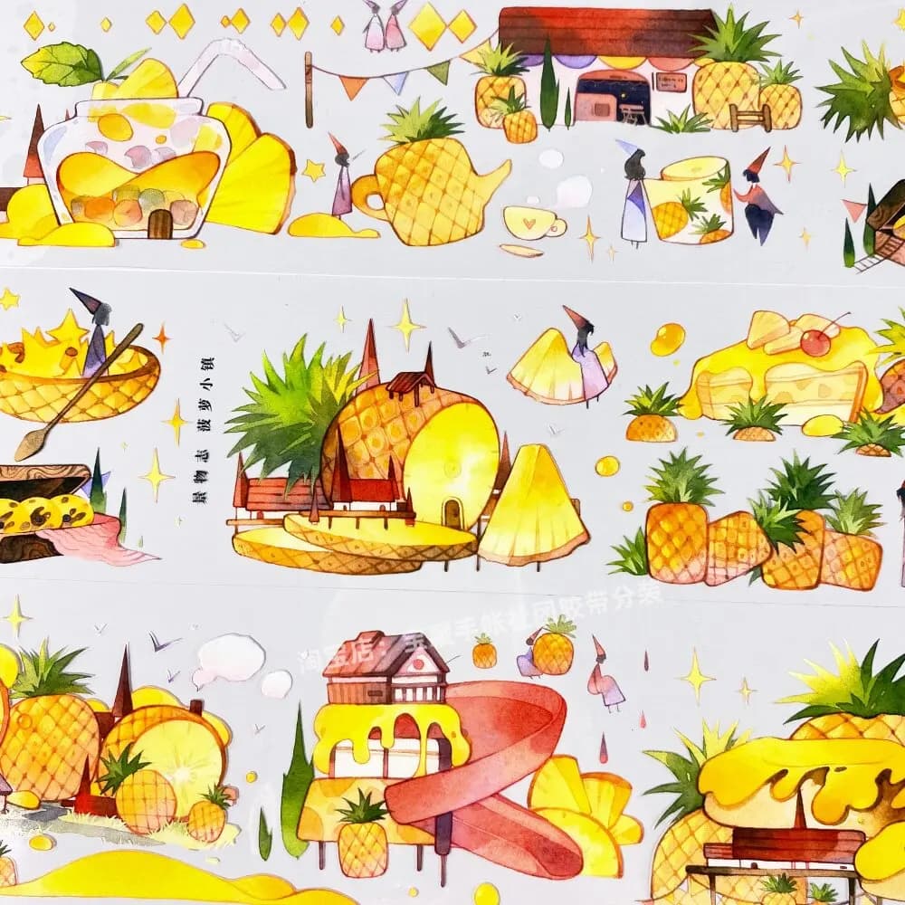 Nastro Washi Decorativo Pineapple Town 9999, Adesivi per Scrapbooking, Decorazioni per Telefoni, Campioni di Sticker