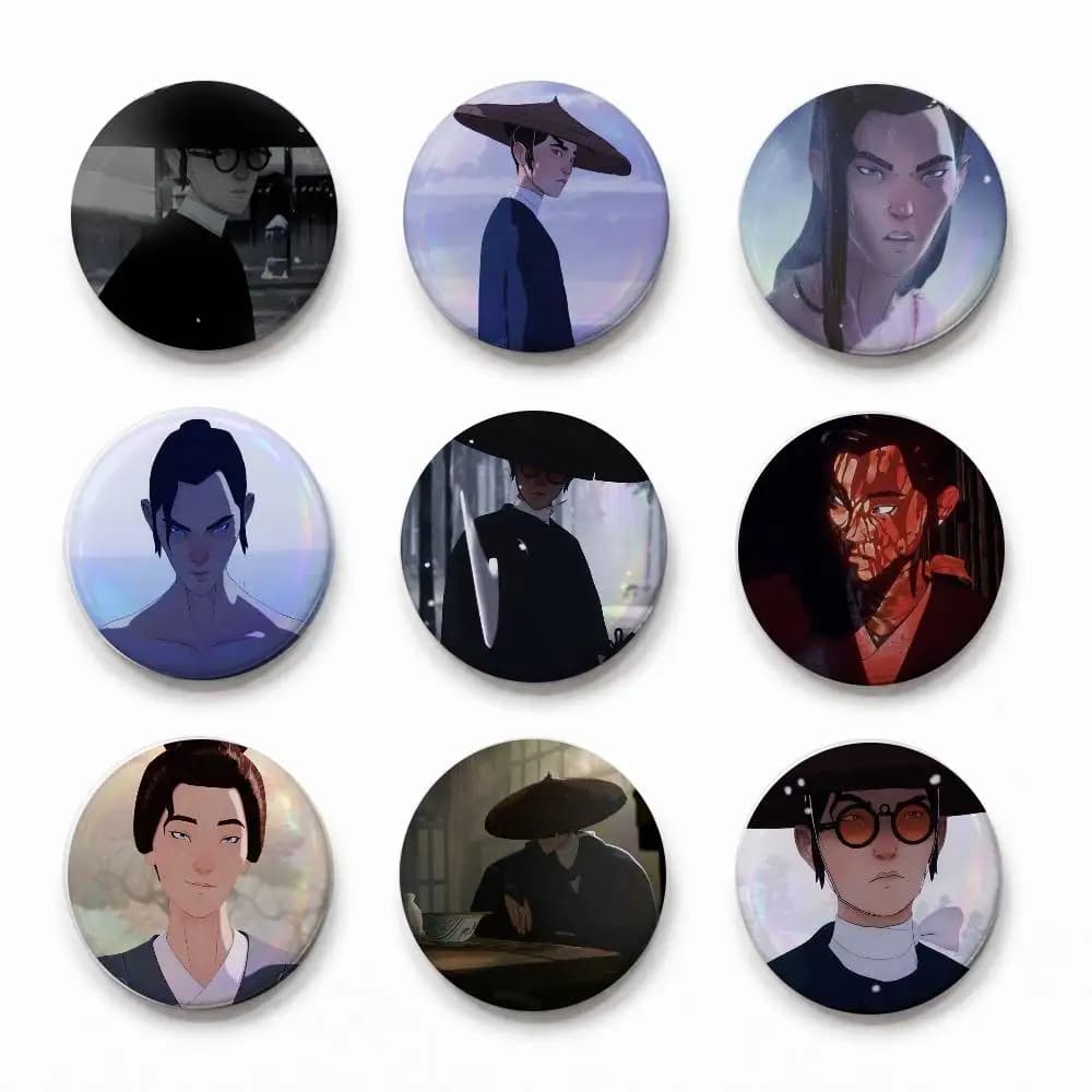 A-Blues- Eyes- Samura Round Button Badge Pin Set Anime Cartoon Game Music Cool Fashion Brooch For Backpack Clothes Hat