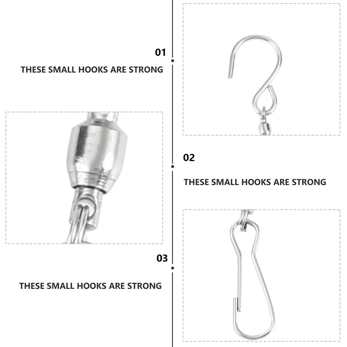 6 Piece Stainless Steel Rotating Hooks Over Door Hangers for Wind Chimes and Spinners Hanging Organizer