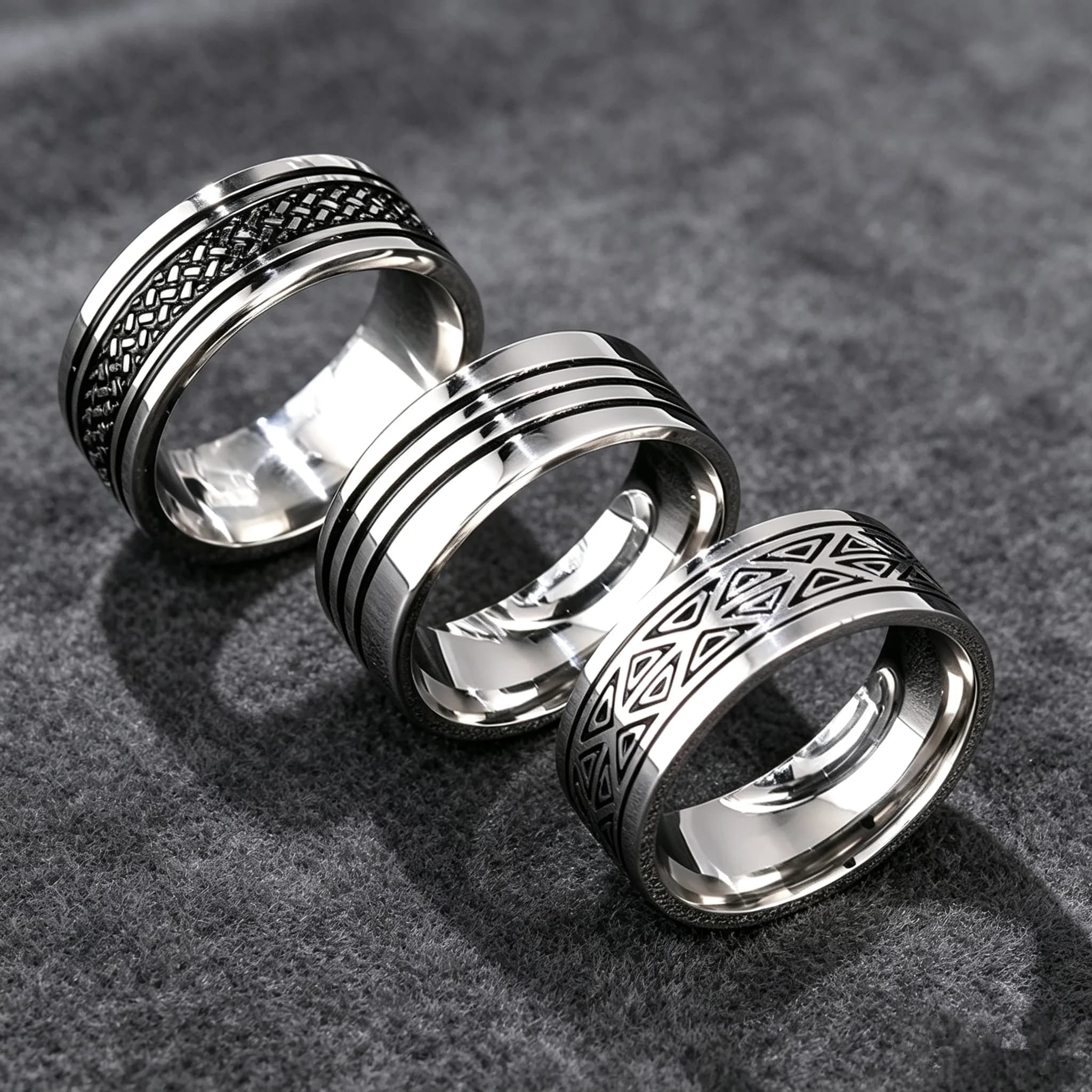 8MM Titanium Rings for Men and Women Birthday Gift triangular pattern discredit Ring