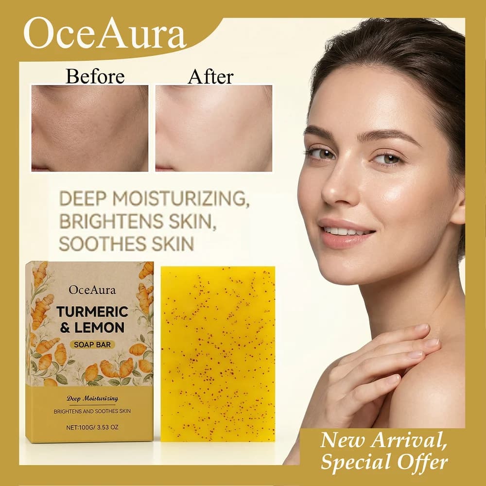 OCEAURA 100G Solid Flavour Curcuma and Lemon Smooth Skin Illuminates Hydrating Skin Equilibrate Sebum Daily Cleaning For All Skin Types