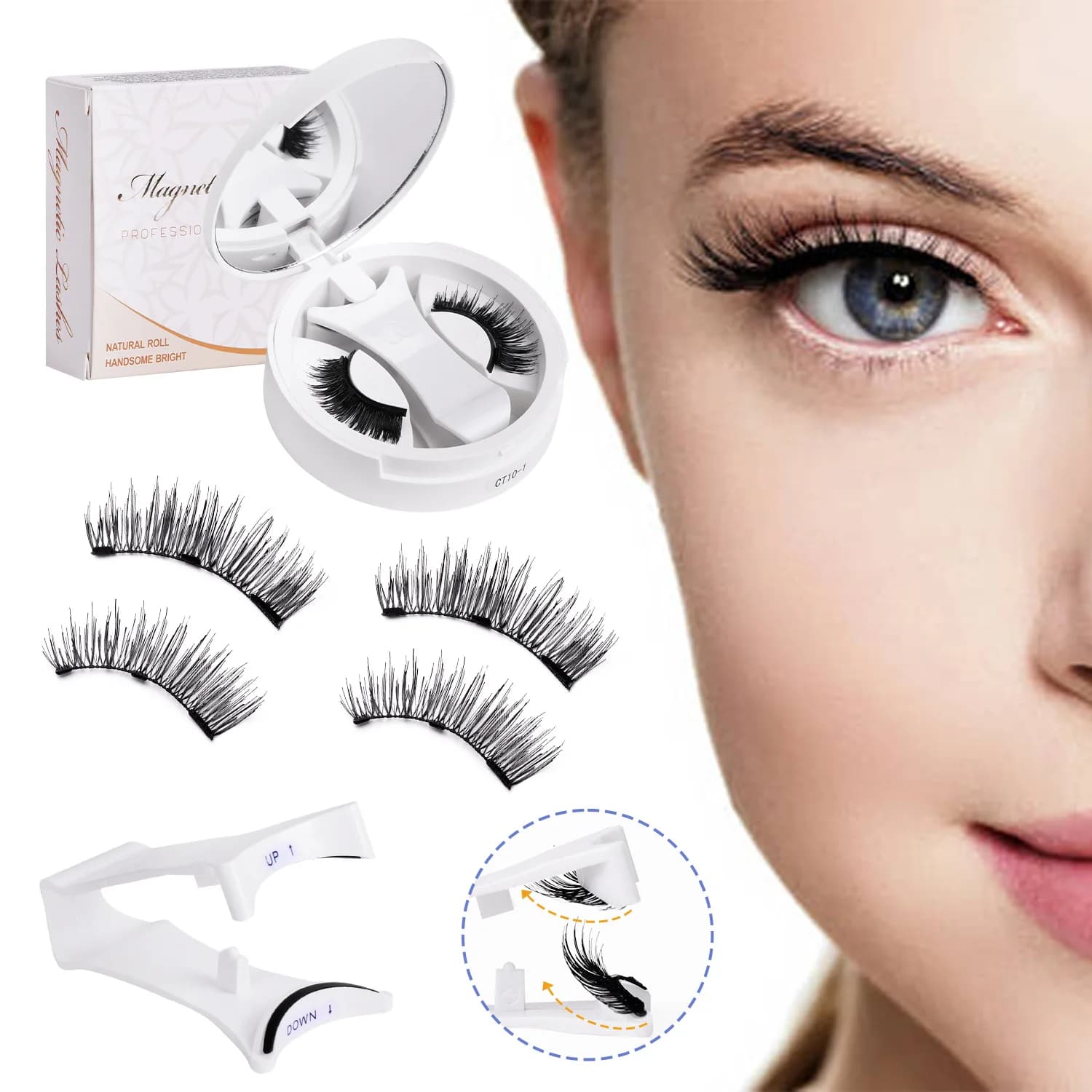 Magnetic Eyelashes Set Reusable Easy to use Eyelash Extension Tools Natural Curler False Eyelashes With Magnetic Tweezers
