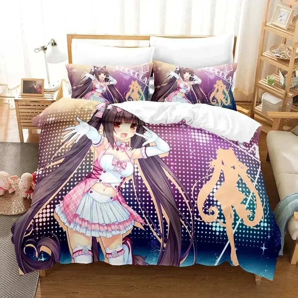 Stampa 3D Anime Kawaii Ragazze Nekopara Set biancheria da letto Singolo Twin Completo Queen King Size Set letto Aldult Kid Camera da letto Set copripiumino