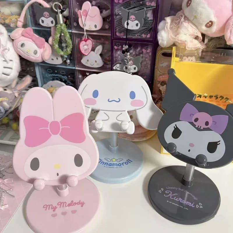 Supporto per cellulare Sanrio Hello Kitty Melody Cinnamon Dog Kurome, supporto telescopico regolabile, decorazione, giocattolo, regalo