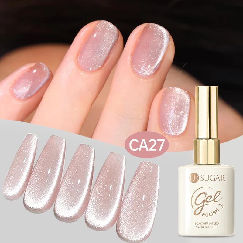 UR SUGAR Moonlight Cat Smalto Gel Magnetico Glitter Rosa Argento Semipermanente per San Valentino Soak Off UV/LED