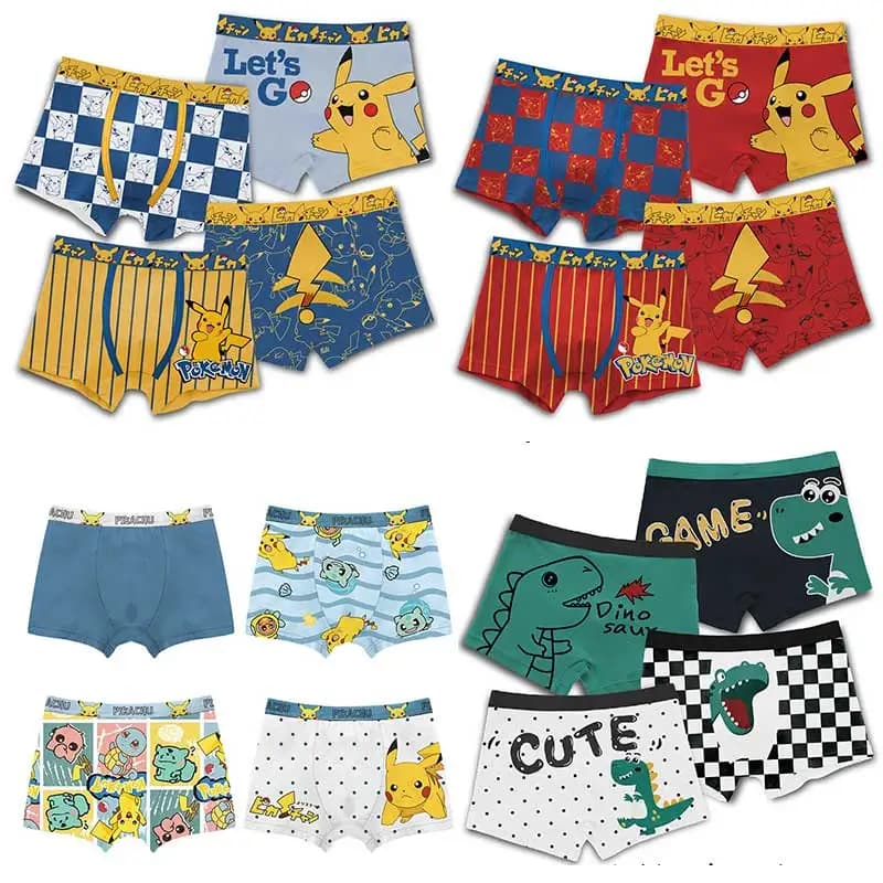 Anime Pokemon Intimo per ragazzi per bambini Mutandine per ragazzi in puro cotone Intimo Pikachu Bambini Slip per bambini morbidi e traspiranti Mutande