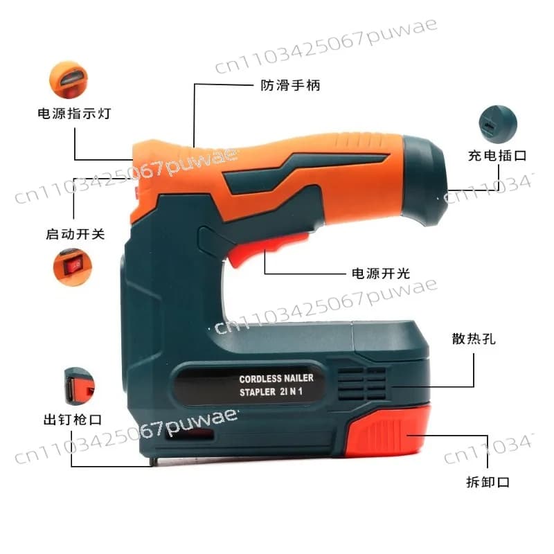 Chiodatrice Elettrica a Batteria al Litio Senza Fili, Graffatrice Portatile per Lavorazione del Legno e Fai-da-Te