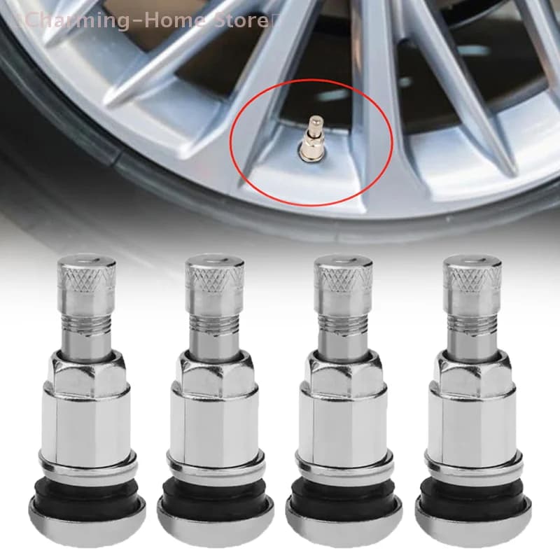 【M】 Valvole per pneumatici per motociclette universali da 4 pezzi con tappo antipolvere Valvole per pneumatici sottovuoto TR525 a prova di esplosione interamente in acciaio con foro 11,3