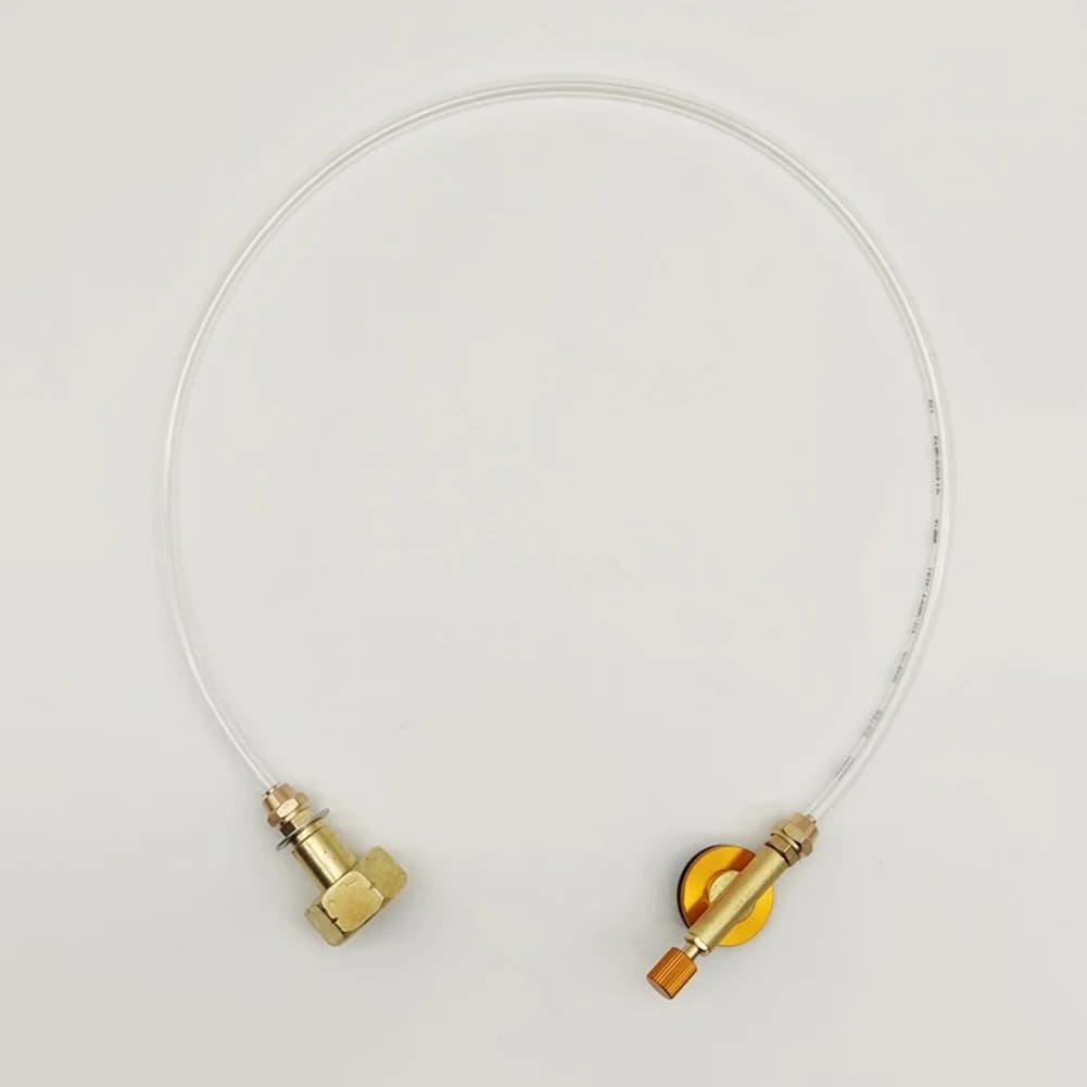 Tubo gonfiabile da 70 cm con valvola per fornello da campeggio a gas con contenitore piatto, connettore a ponte, parte del tubo flessibile.