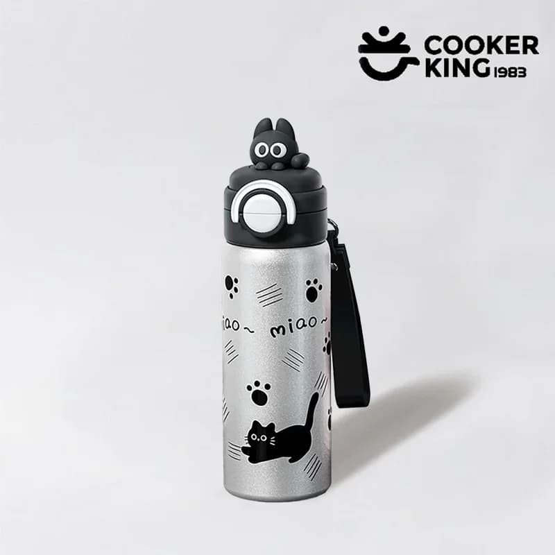 Thermal Cup COOKER KING 550ML for Cats, Stainless Steel 316+PP, Bottle Isolated with Pulsante di Sfiato, Valentine's Day Gift