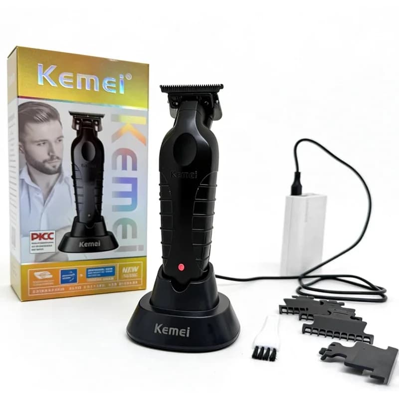 Kemei KM-2299 Wireless Electric Hair Cutting Machine with Base, Electric Cutting Machine for Finishing and Cutting, Hair Cutting Machine
