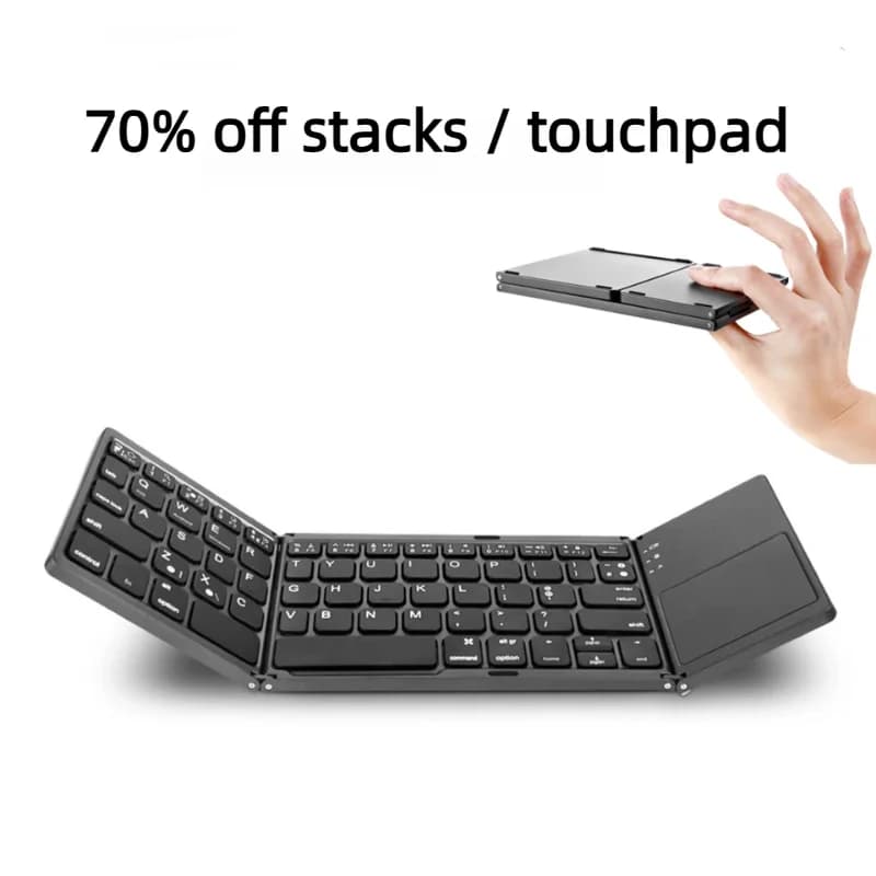 Tastiera wireless pieghevole con touchpad ultra sottile, tastiera Bluetooth portoghese per PC, Mac, smartphone, Windows, iOS, Android