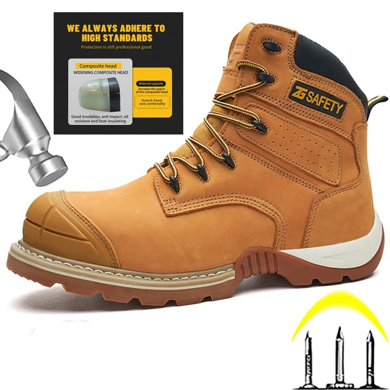 Stivali da lavoro in pelle di vacchetta Scarpe antinfortunistiche in vera pelle Scarpe isolanti da uomo 6kv Scarpe protettive con punta composita Stivali da uomo resistenti all'usura