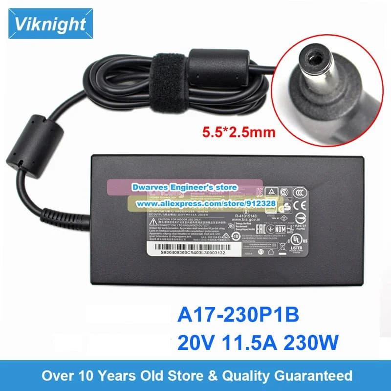 230W 20V 11.5A AC Adapter A17-230P1B A230A038P Power Supply For SABRE PRO 15 Laptop Charger 5.5x2.5mm