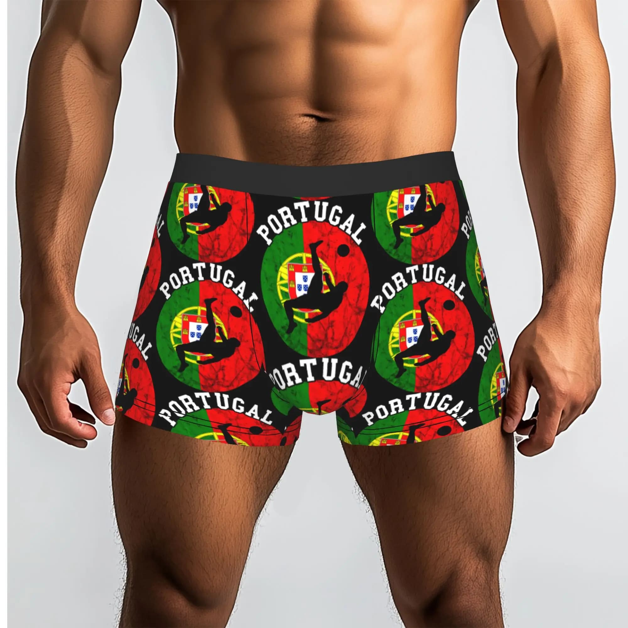 Portugal Soccer Futebol Portuguese Pride Mutande da uomo traspiranti con stampa, pantaloncini boxer