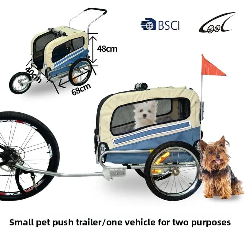 Portable 2 in 1 Iron Folding Bike Trailer and Cart for Small Pet Dog Lightweight Durable Outdoor Cycling Carrier Model