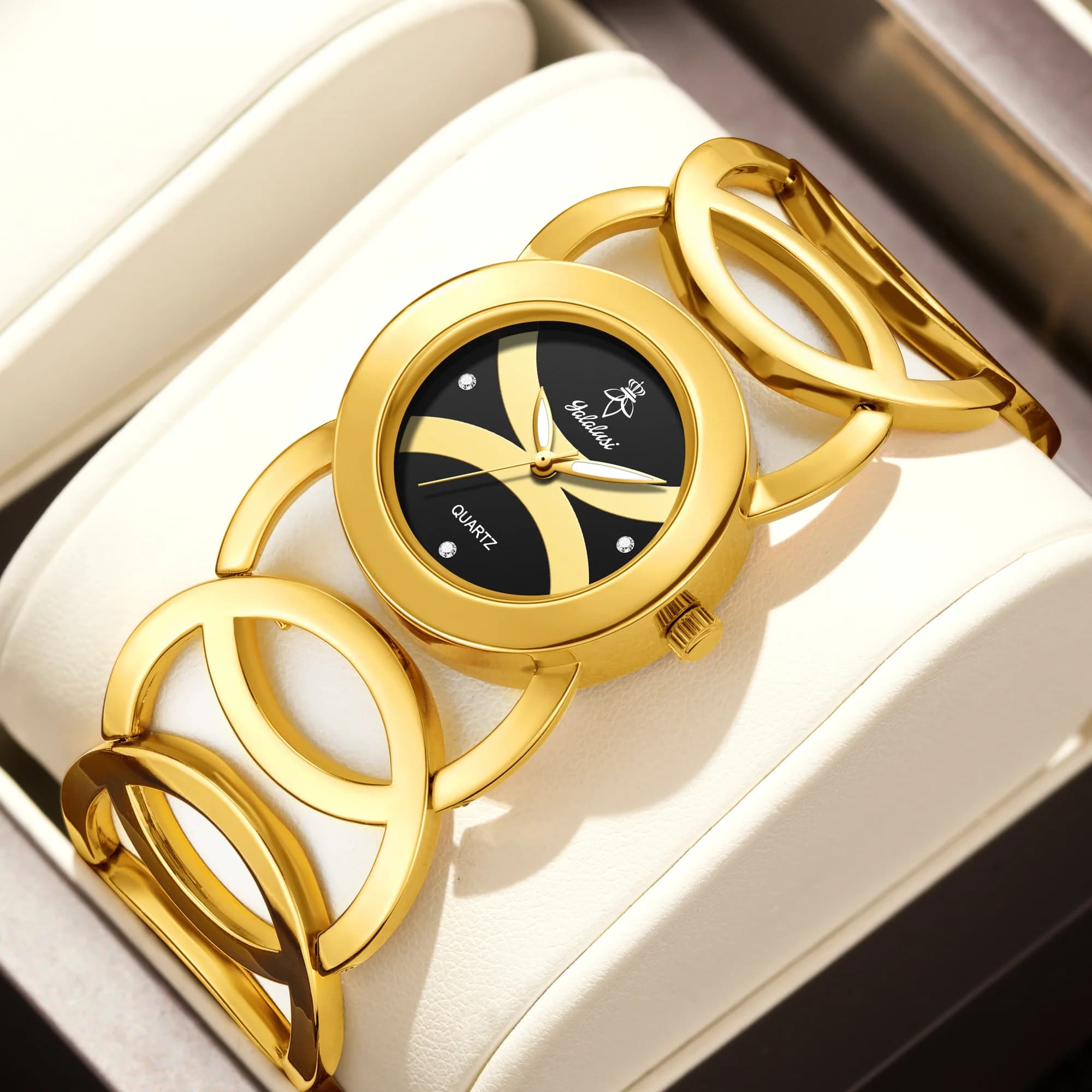 YaLaLuSi Women's Quartz Watch Elegant Gold Cable Circular Strap with exquisite gift box for everyday use of the Women's Gift ideal