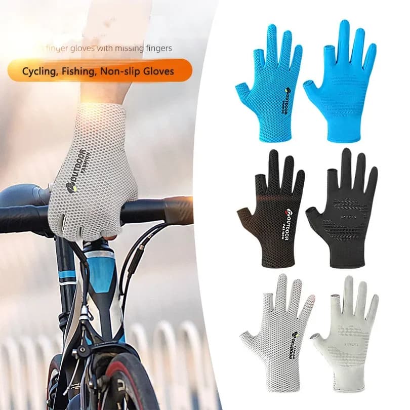 Guanti da ciclismo Guanti da pesca in rete traspiranti Guanti touchscreen antiscivolo Protezione solare Guanti sportivi da esterno ad asciugatura rapida
