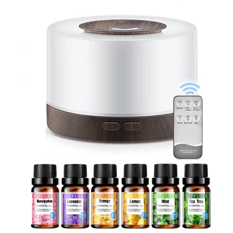 Diffusore di oli essenziali e umidificatore Premium da 16,91 once con tecnologia Soundwave effetto legno - Macchina per aromaterapia alimentata tramite USB con telecomando