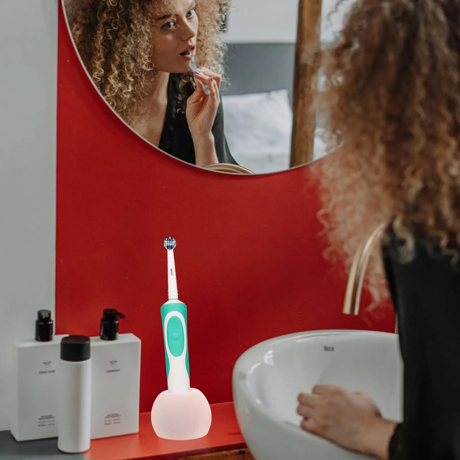 Toothbrush Holder 3 Piece Set Diatomite Quick Dry Water Absorbing Electric Toothbrush Stand Bathroom Organizer