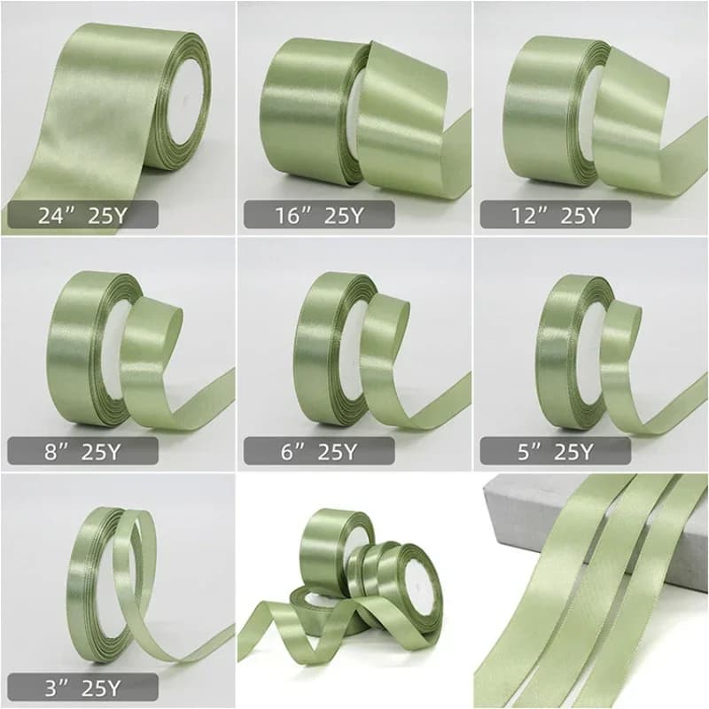 22meters Matcha Sage Green Ribbon Light Green Ribbon Gift Wrapping Flower Bouquet Crafts Wedding Party Home DIY Decoration