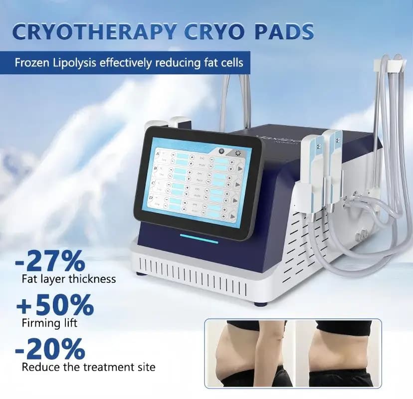 Criogenic Plates for Criolipolysis, 4 Cryo EMS Bearings, Cellulite Slimming and Removal Machine, Fat Freezing