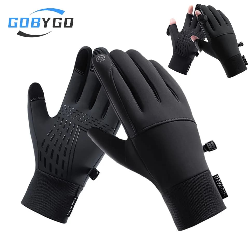 GOBYGO Guanti invernali antiscivolo Touch screen a due dita Ciclismo all'aperto Sci Addensato Mantieni caldo e proteggere dal freddo