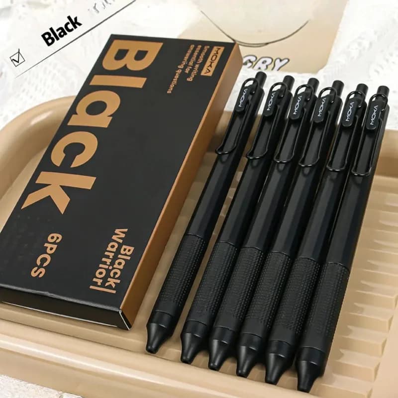 Penna a inchiostro gel retrattile da 6 pezzi, punta ST con impugnatura per penna in silicone, inchiostro ad asciugatura rapida senza sbavature inchiostro nero da 0,5 mm, scrittura fluida, Natale