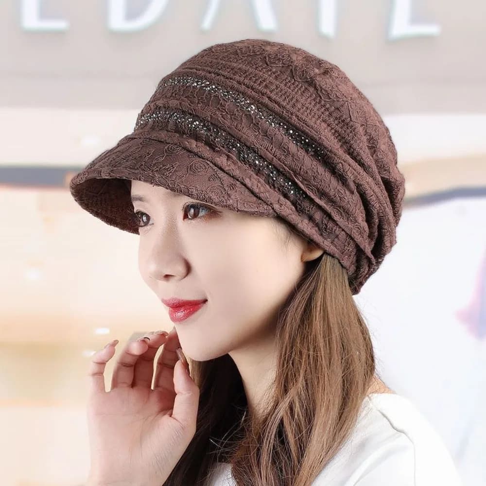 Cappello Beanie Traforato con Ricamo Floreale, Traspirante, per Donne, Cappello da Baseball, Sciarpa per la Testa, Turbante Casual, Berretto per Donne e Ragazze