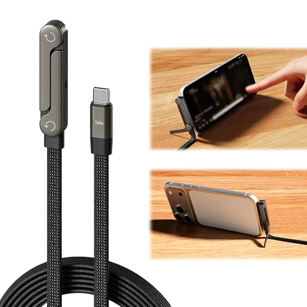 Cavo di ricarica rapido 2 in 1 da 240 W per cavo dati Apple Supporto pieghevole per tablet telefoni cellulari IPhone17