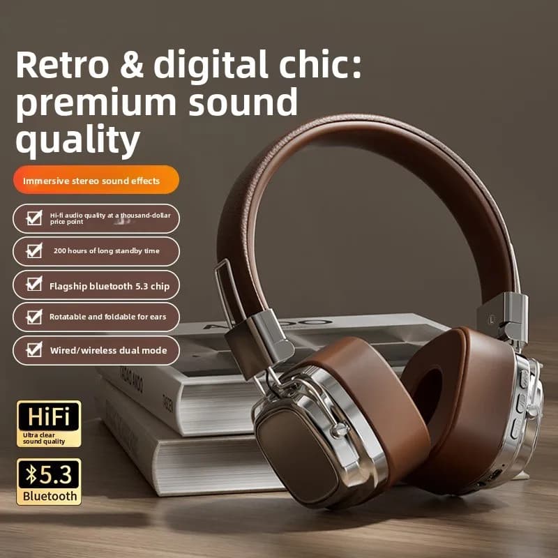 Shoumi Hifi Cuffie wireless Auricolari Bluetooth Caschi auricolari grandi con supporto per microfono Schermo di visualizzazione riproduzione Mp3 con scheda TF