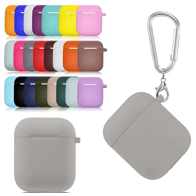 Custodie antiurto in silicone per Apple AirPods 1a 2a generazione Custodia protettiva per auricolare Bluetooth con portachiavi per Airpods 1 2