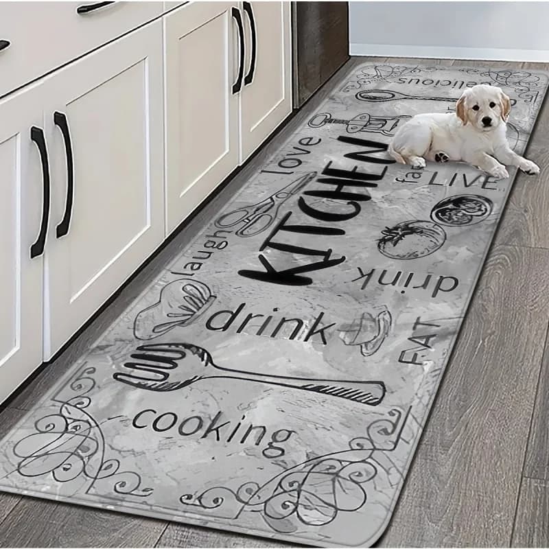 VIKAMA 1/2 Pezzi Tappeto da Cucina Creativo Lavabile in Lavatrice Antiscivolo Tappetino per Camera da Letto Tappeto d'Ingresso Decorazione Casa